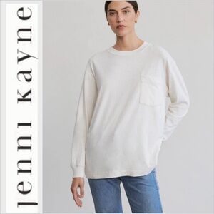 Jenni Kayne Long-Sleeve Vintage Pocket Tee in ivory sz M